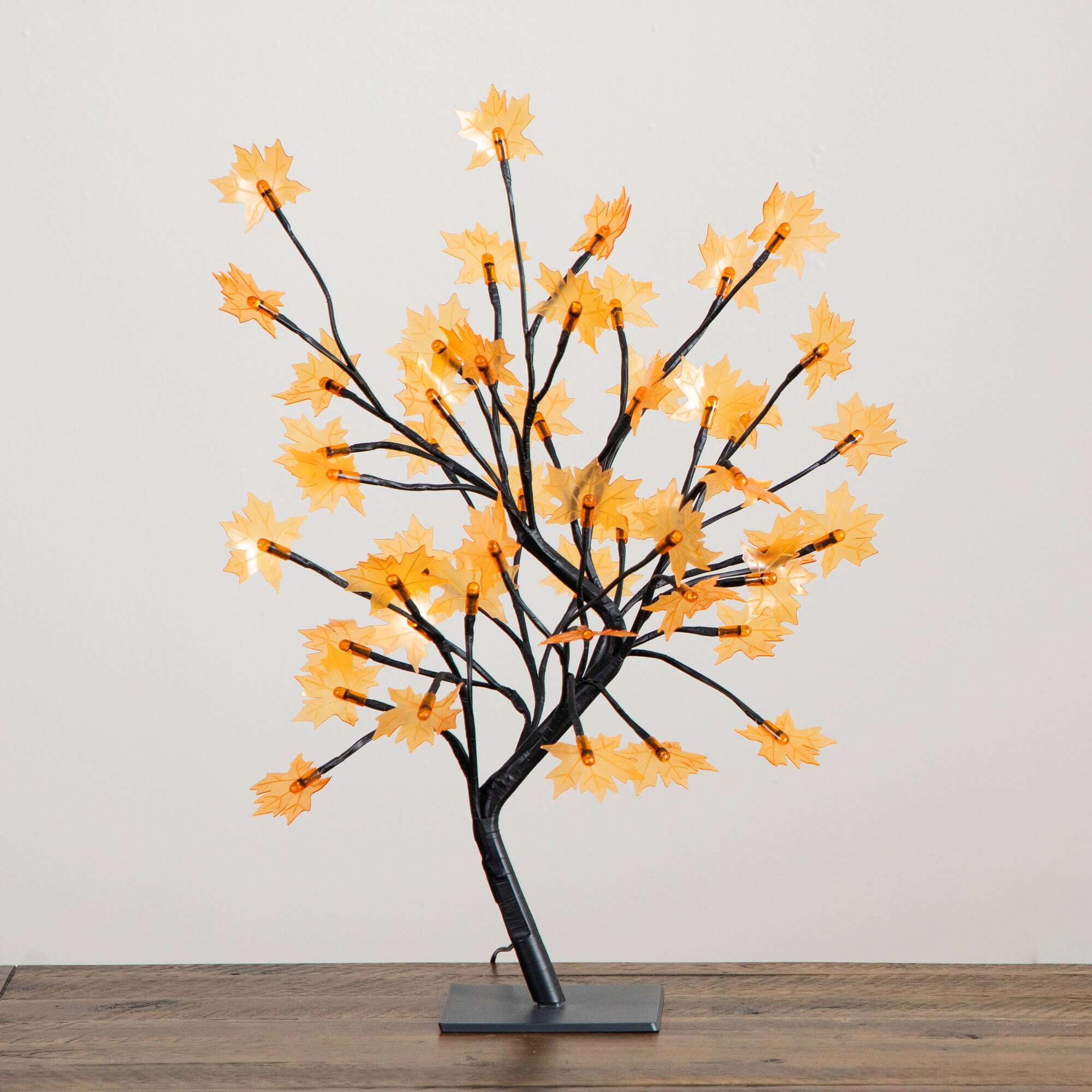 18in. Pre-Lit Autumn Artificial Maple Fall Tree with 48 Warm White LED Maple Shaped Lights